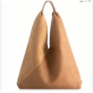 Honey camel Tan Suede genuine Leather Hobo Shoulder Bag purse NWT